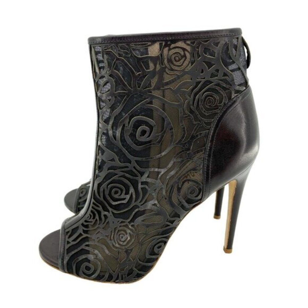 Jerome C. Rousseau Peep Toe Booties Floral Laser Ankle $995 SZ 38 EU New